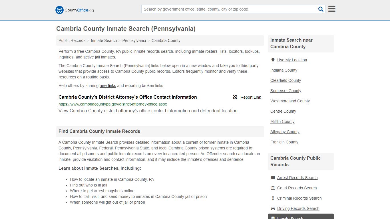 Inmate Search - Cambria County, PA (Inmate Rosters & Locators)